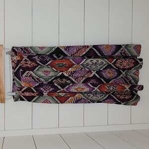 VINTAGE 80s 90s Kenneth Mitchell purple & black multicolored printed maxi skirt